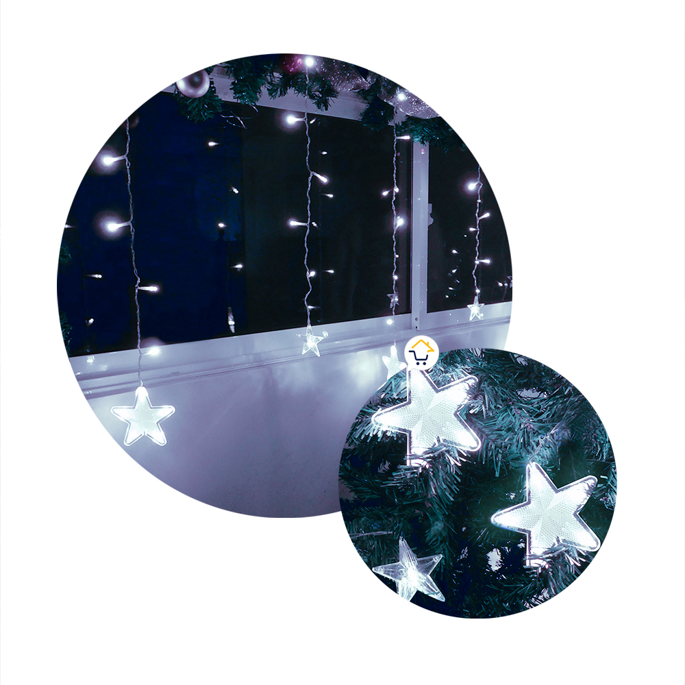 Luces Led Estrella X136 LED Cortina Luces 4m Navidad Blanca CE136NB